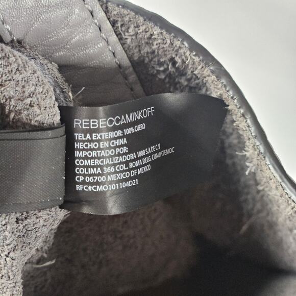 Rebecca Minkoff Unlined Feed Leather Crossbody Bag Gray Studded - Picture 8 of 13